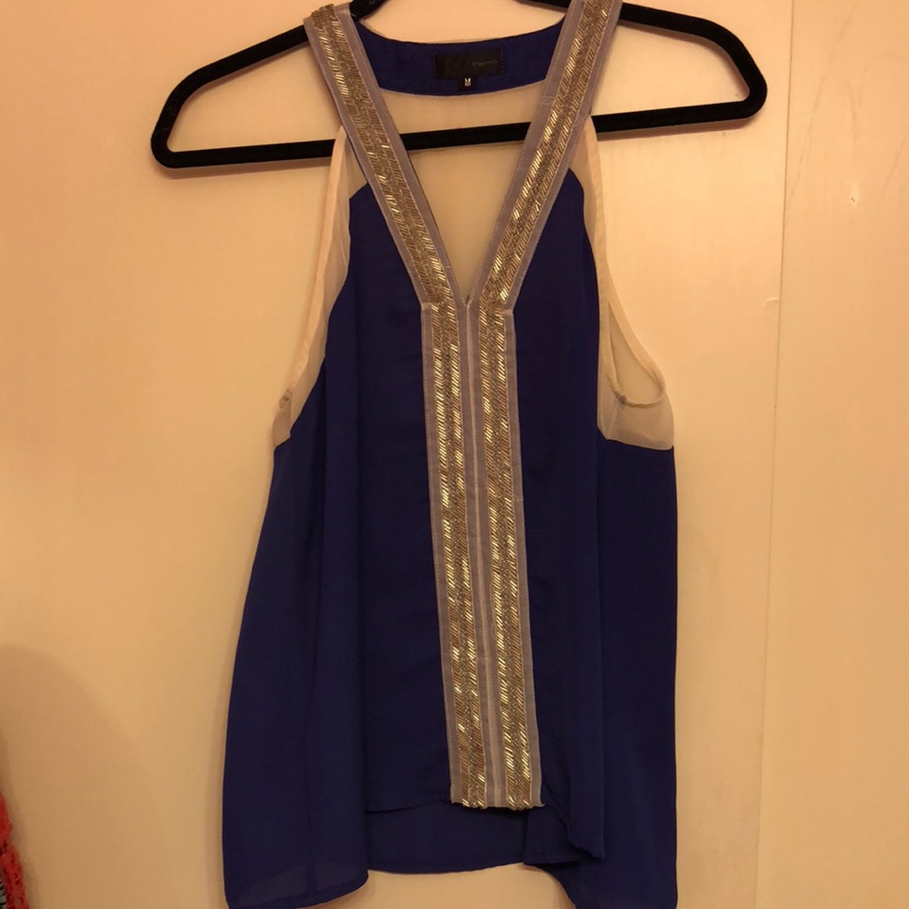 Blue and silver sequin top